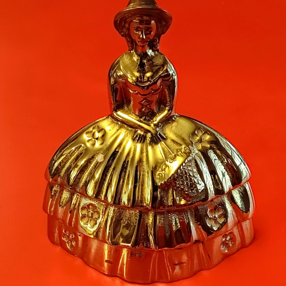 Vintage Brass Southern Belle Bell - Mid-Century Decorative Collectible Figurine